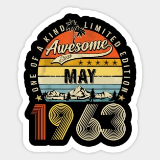 Awesome Since May 1963 Vintage 60th Birthday Sticker